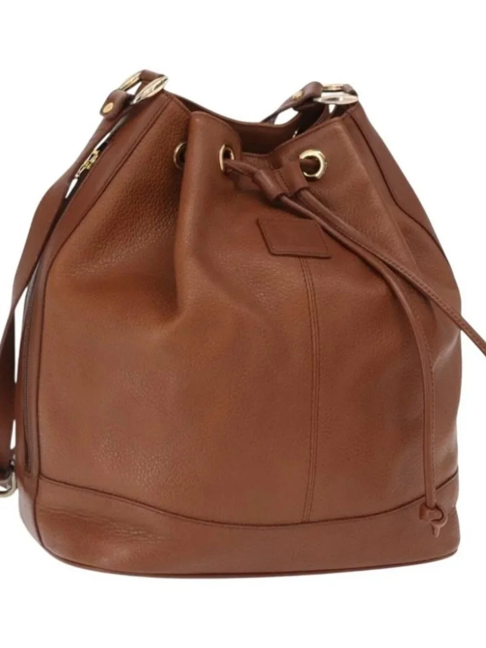Burberrys Purse Shoulder Bag Leather Brown Gold Auth - Picture 1 of 15